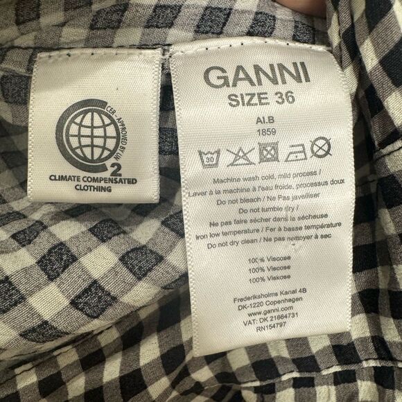 GANNI Gingham Wraparound Top Blouse - Picture 8 of 8